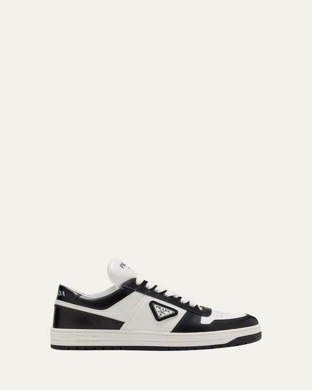 Bicolor Leather Low-Top Court Sneakers